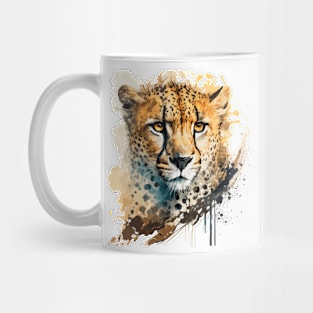 Cheetah Portrait Animal Painting Wildlife Outdoors Adventure Mug